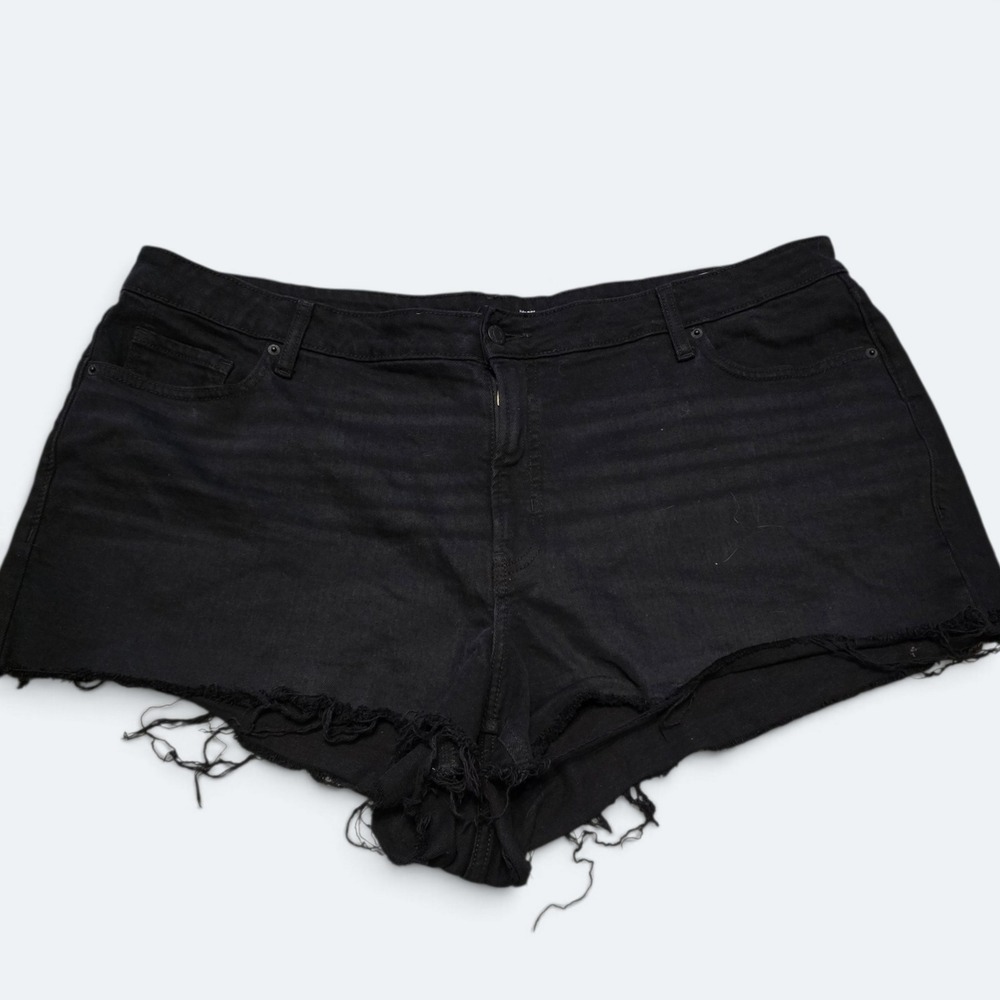 Old Navy Womens Size 22 Black Denim Shorts Curvy OG Straight High Rise Raw Hem